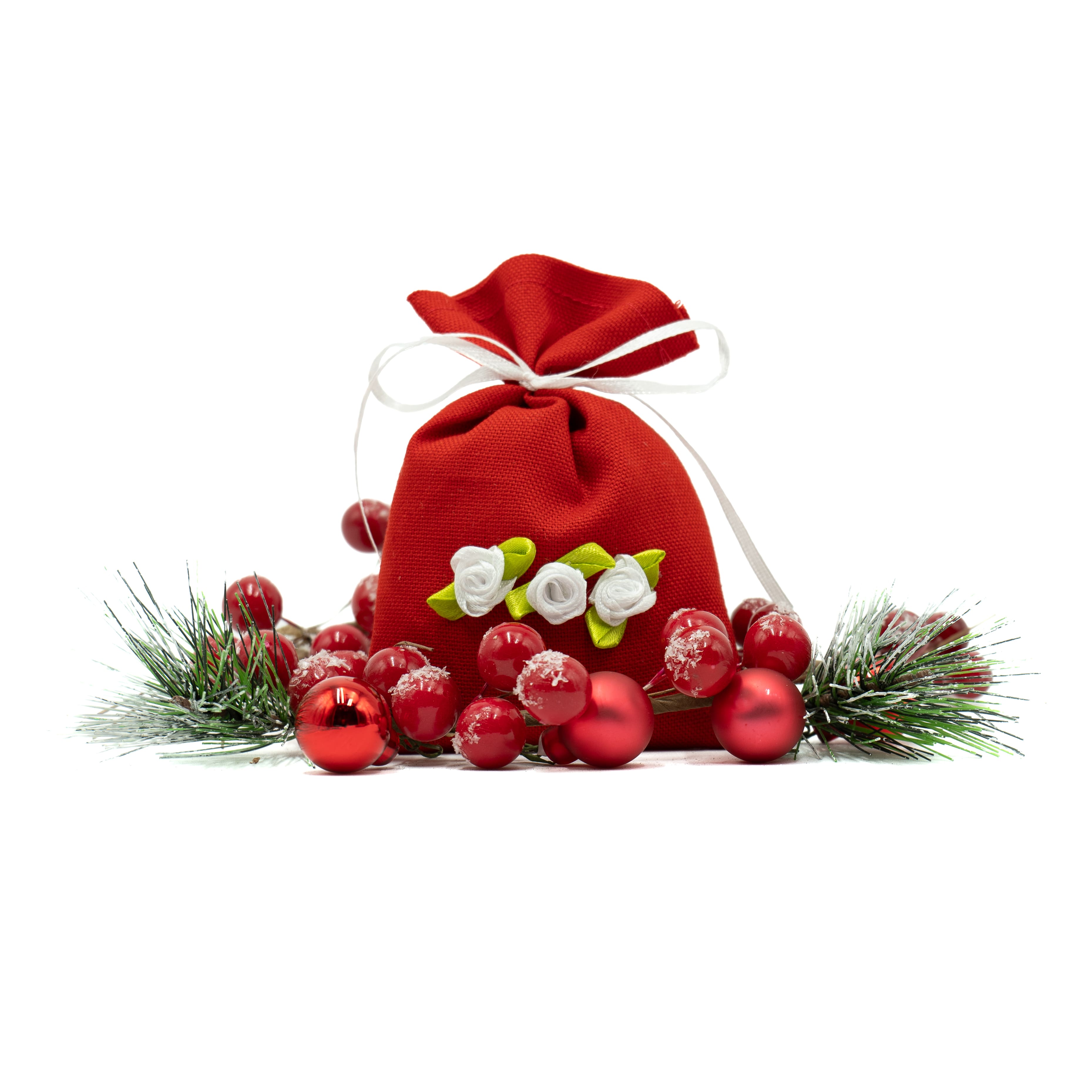 Sacchettino di Lavanda Rosso "Roselline Bianche"