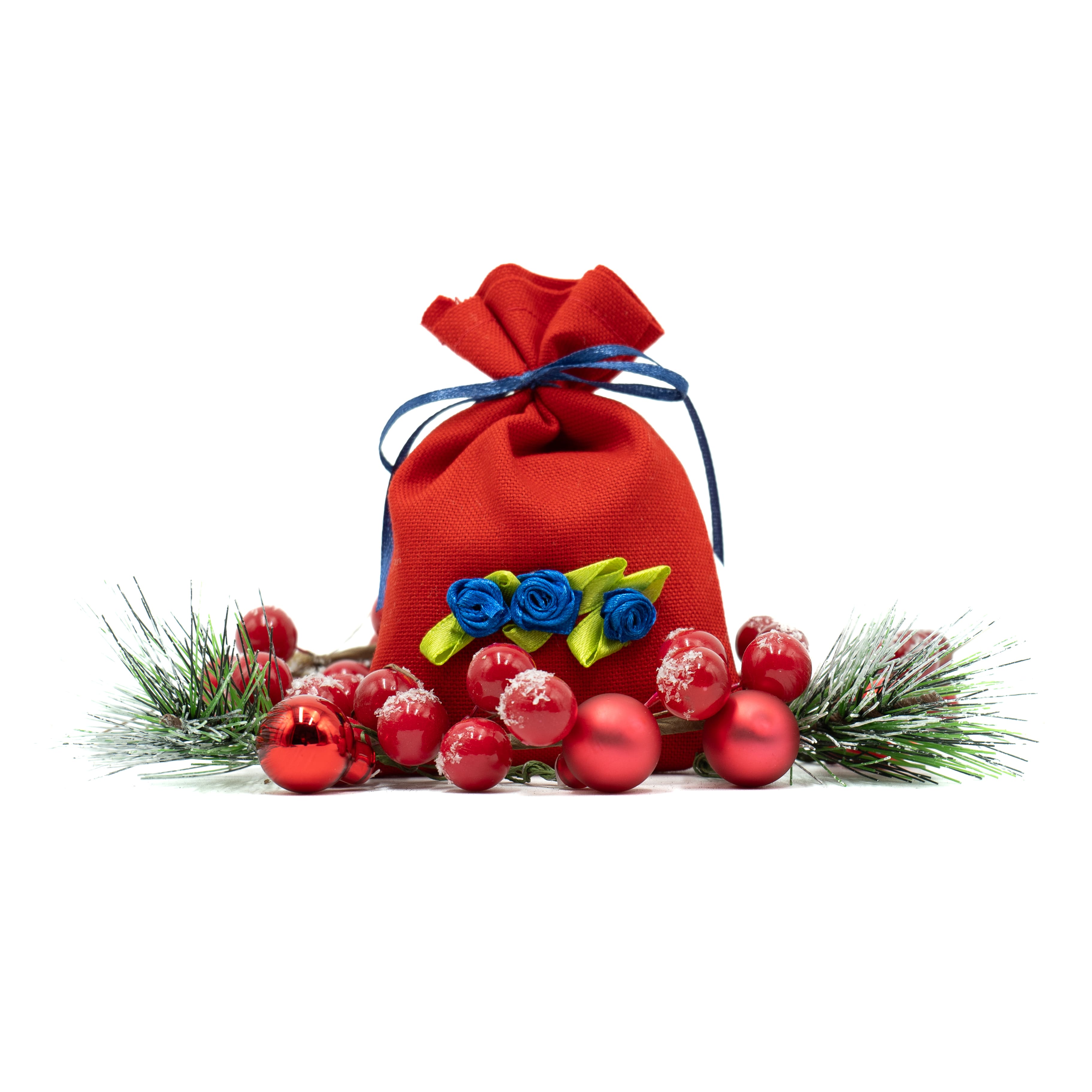 Sacchettino di Lavanda Rosso "Roselline Blu"